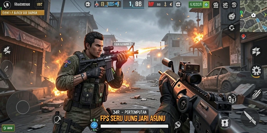 Tampilan gameplay 34R yang dinamis dan menegangkan.