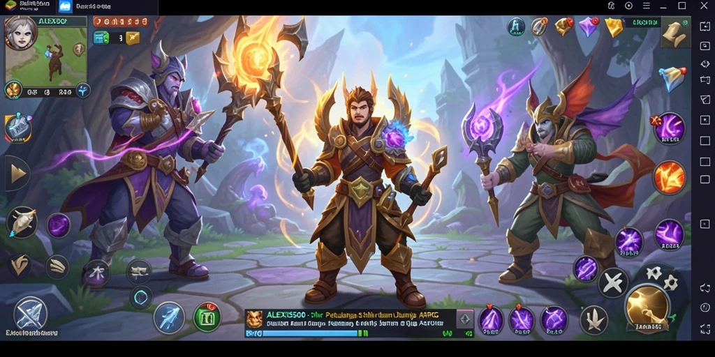 Screenshot gameplay ALEXIS500 menampilkan aksi pertarungan yang seru dan dinamis.