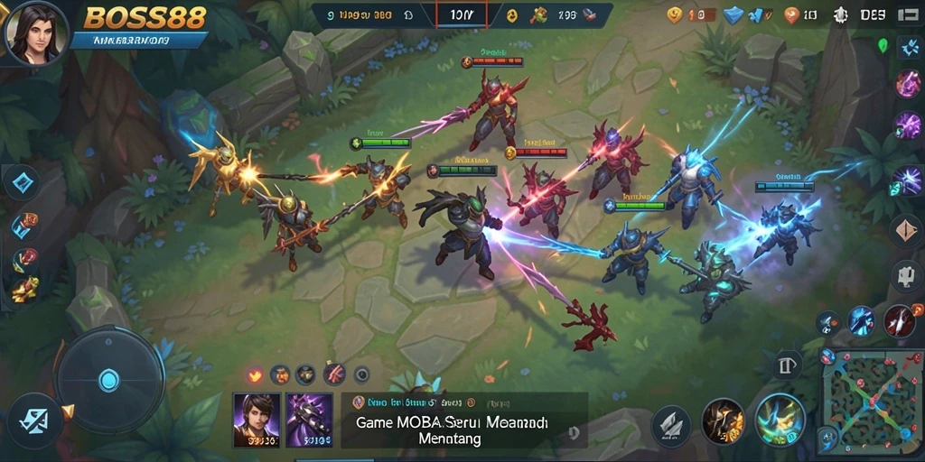 Tangkapan layar menunjukkan aksi menarik dalam gameplay MOBA.