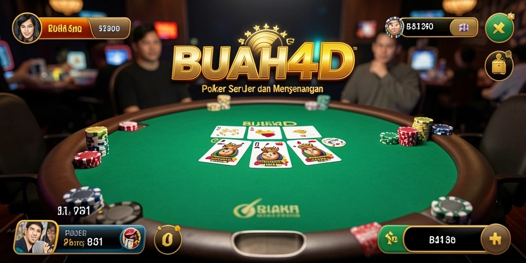 Tampilan utama gameplay BUAH4D menampilkan aksi Poker yang mendebarkan.