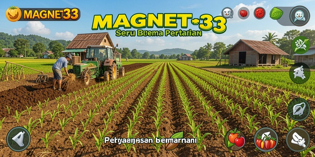 Tampilan gameplay MAGNET33 dengan suasana pertanian yang hidup.