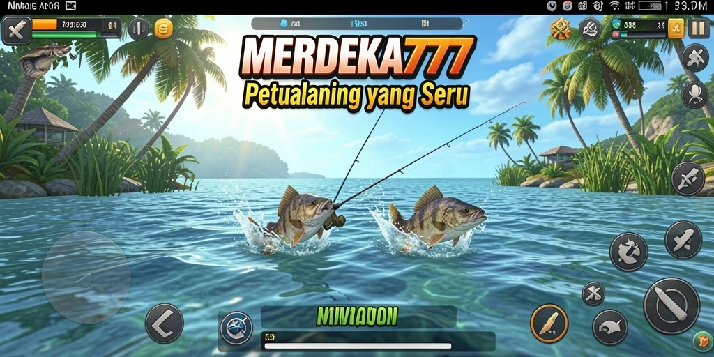 Tampilan gameplay fantastis dari MERDEKA777 saat memancing ikan.
