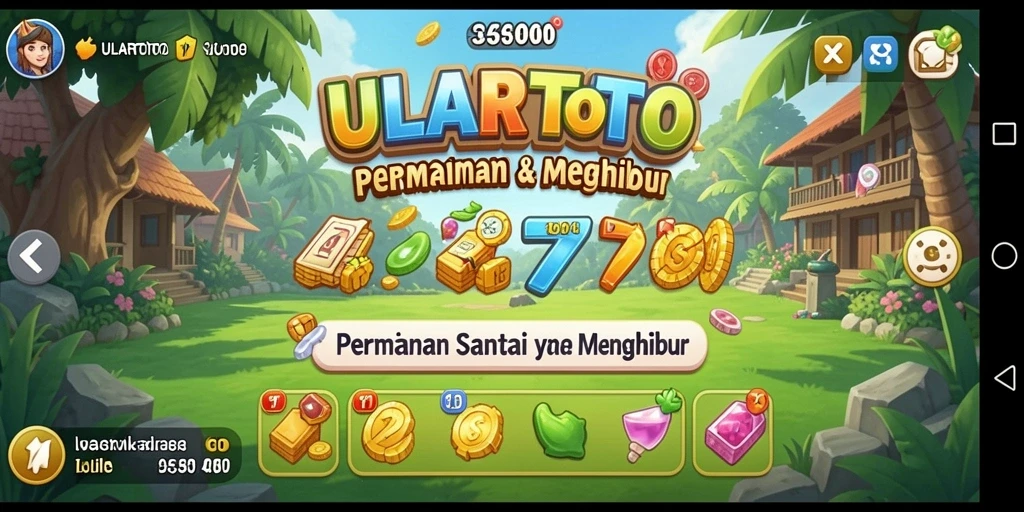 Tampilan gameplay ULARTOTO yang ceria dan menghibur.