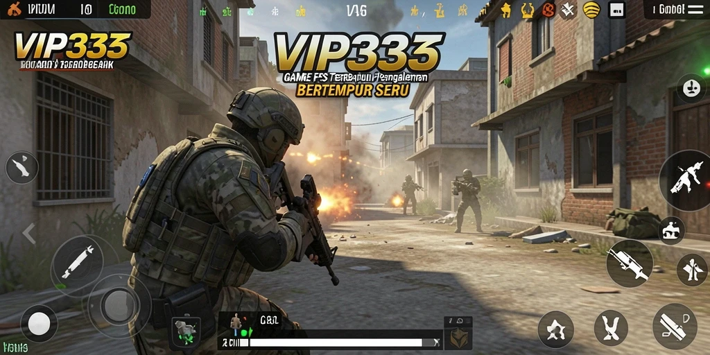 Tampilan menegangkan dari gameplay FPS VIP333 saat pertempuran.