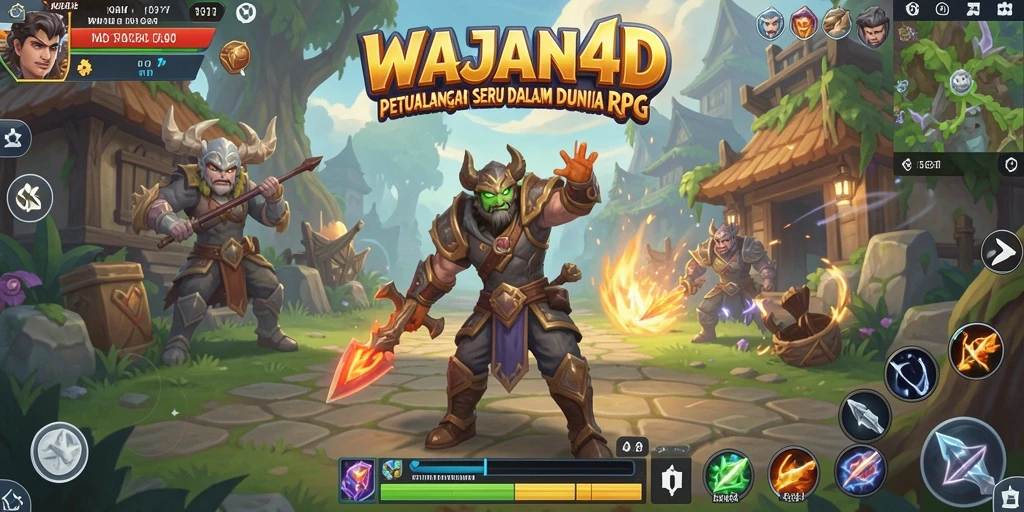 Tampilan gameplay menarik dalam WAJAN4D dengan berbagai karakter dan monster.